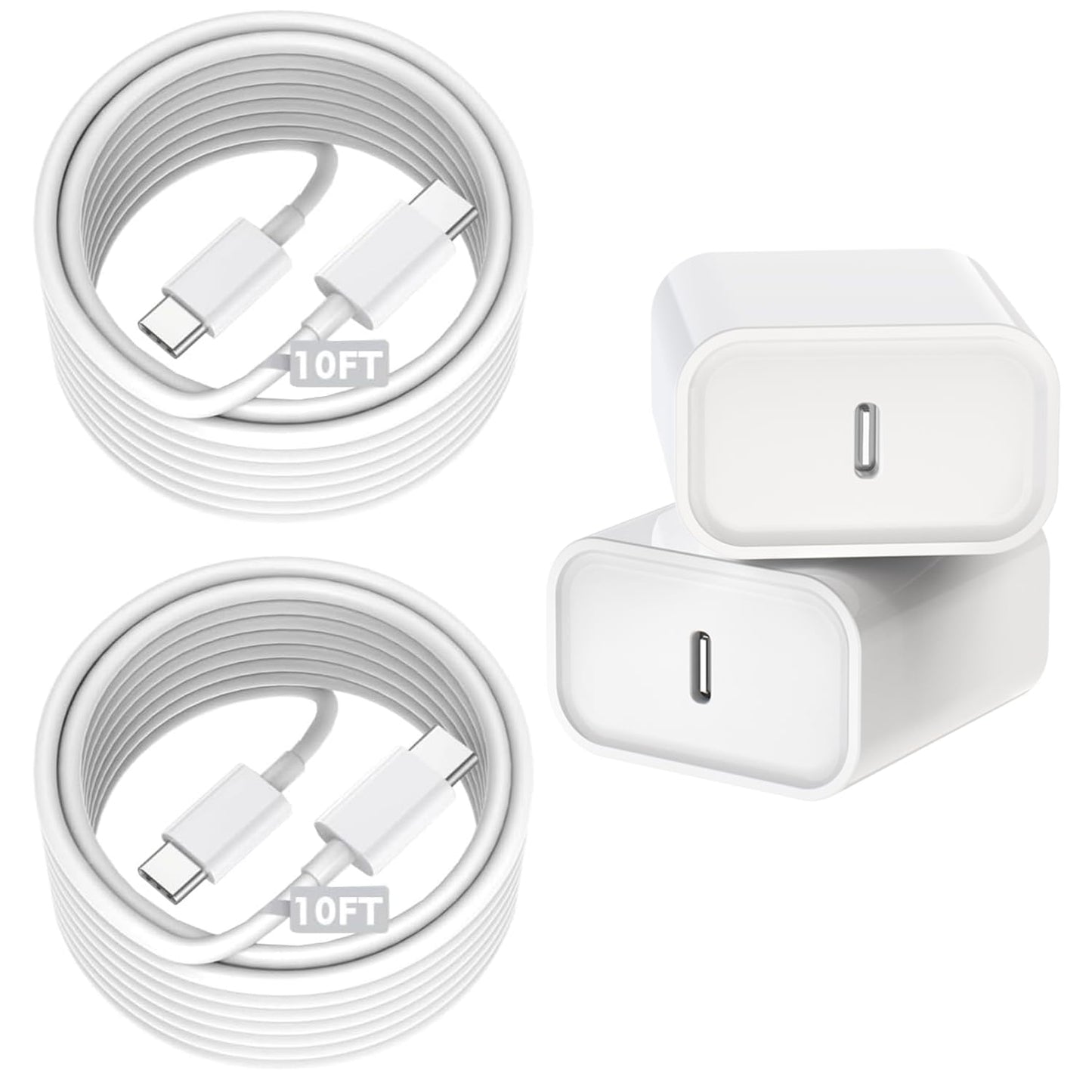 Fast Charging for iPhone 16/16e,Apple Charger Fast Charging,2Pack 20W USB C Charger Block with Extra Long 10FT USB C to Type C Charger Cable Cord for iPhone 16/16e/16Pro/16ProMax/15/iPad Pro/Air/Mini