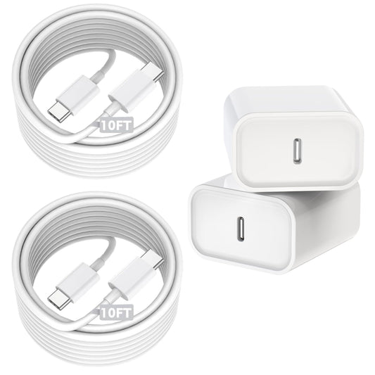 Fast Charging for iPhone 16/16e,Apple Charger Fast Charging,2Pack 20W USB C Charger Block with Extra Long 10FT USB C to Type C Charger Cable Cord for iPhone 16/16e/16Pro/16ProMax/15/iPad Pro/Air/Mini