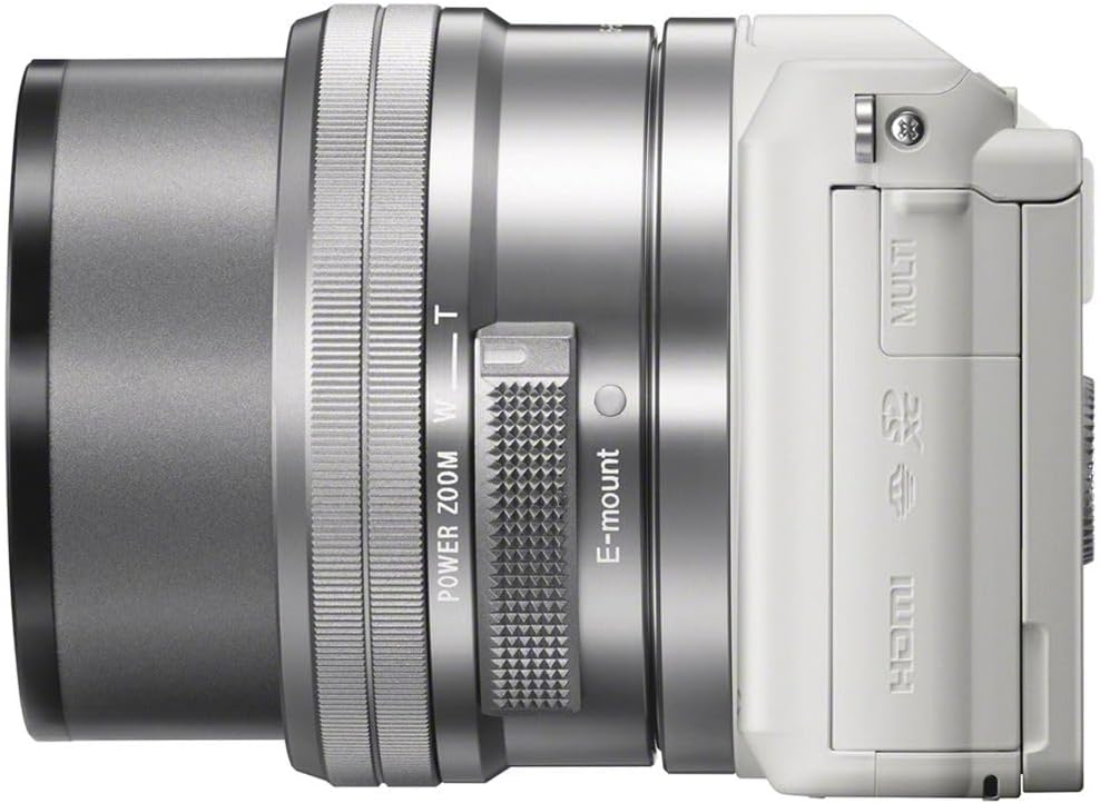 Sony Alpha a5100 Mirrorless Digital Camera with 16-50mm Lens (White) + Filter Kit + 64GB Card + 2 x NPF-W50 Battery + Card Reader + LED Light + Photo Software + Cables + Case + More (Renewed)