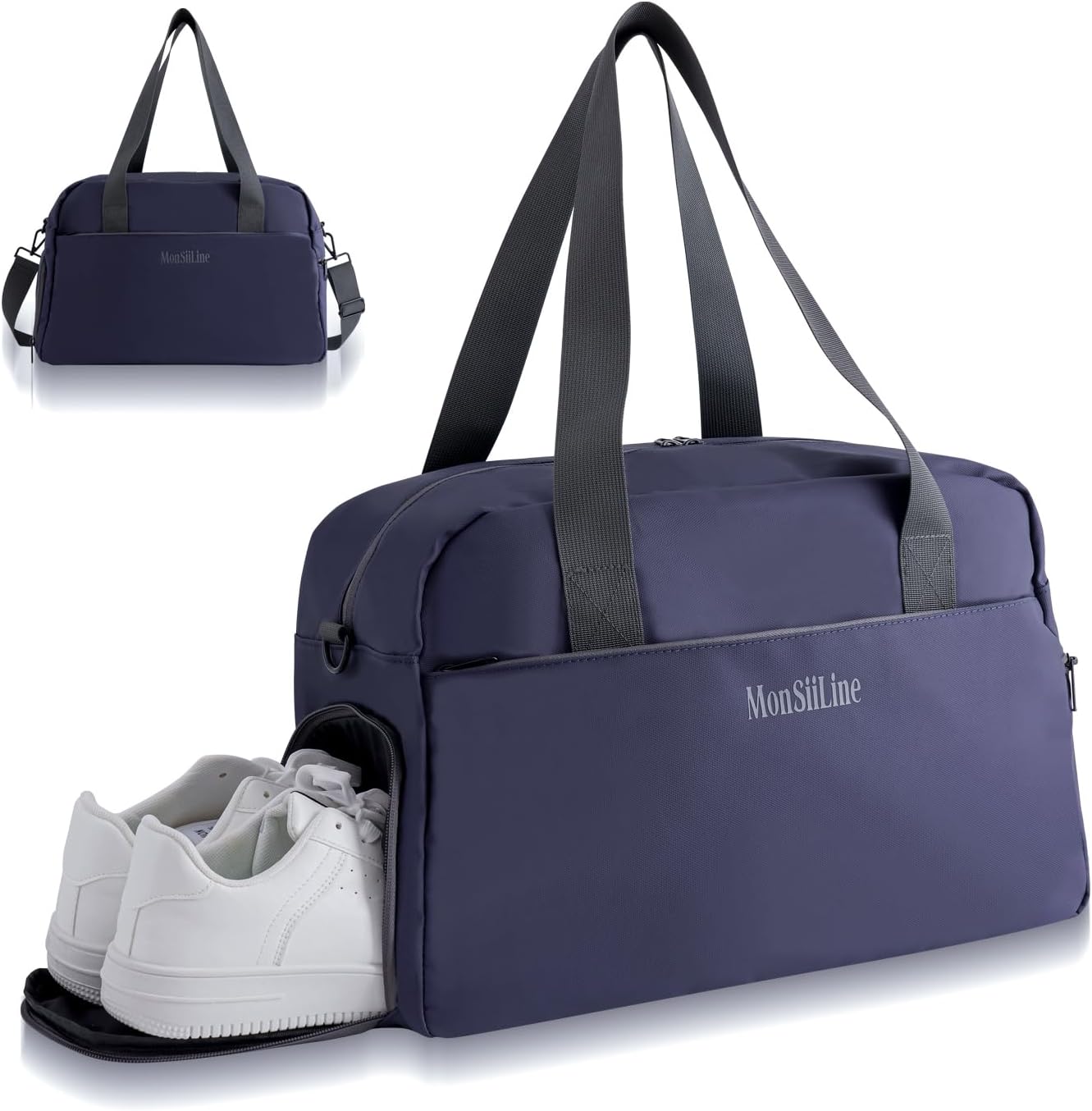 Gym Bag for Women Men with Shoe Compartment, Waterproof Small Duffle Bag for Travel, Sports, Weekend Lightweight Carry On Tote Bag (Blue)