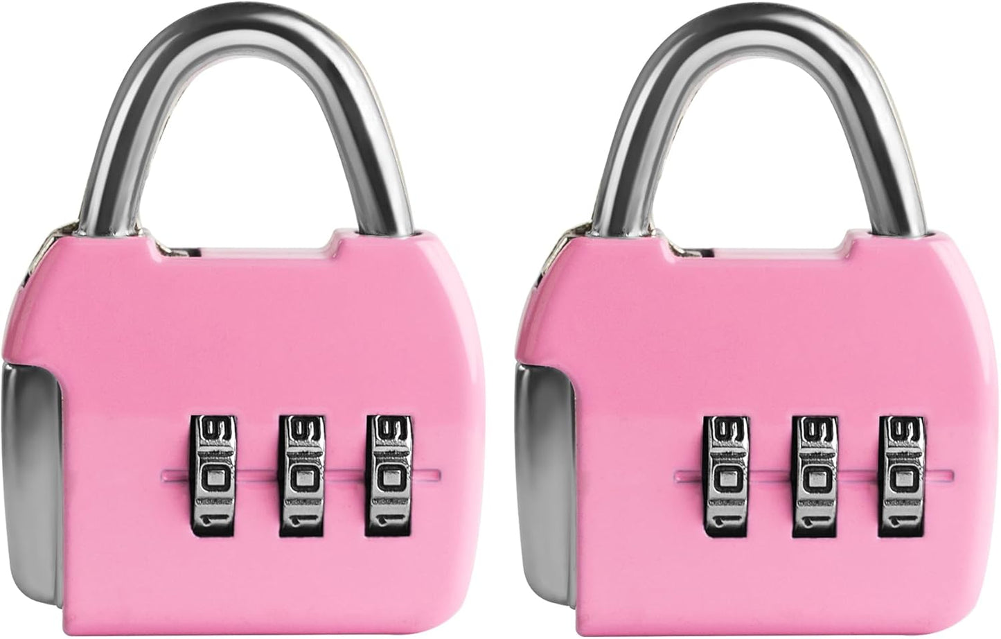 Small Combo Lock, 3 Digit Padlock Combination, Travel Luggage Locks, Portable Small Locker Lock with Code for Suitcase, Bag, Tool Box, Backpack Zipper, Diary (Pink+Pink, 2-Pack)