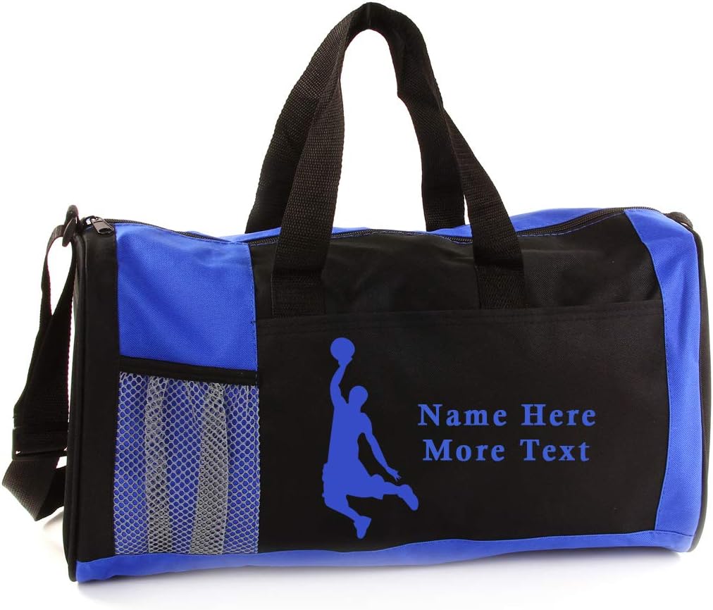 KishKesh Personalized Kids Sports Duffel Bag – Ideal for Basketball, Gym, Travel, Training & Workout – Durable, Costumizable Name & Text – Blue, 18" x 10" x 8"