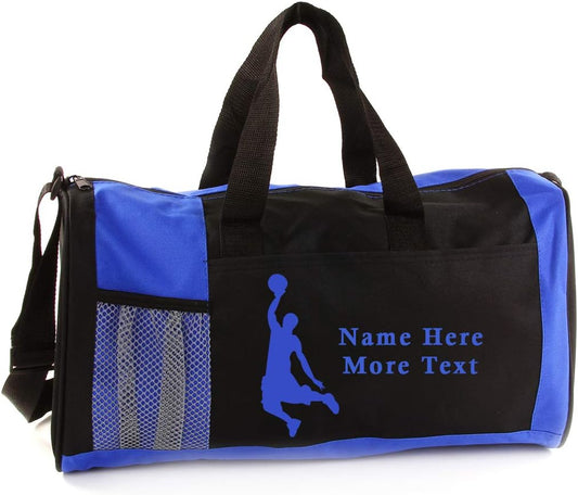 KishKesh Personalized Kids Sports Duffel Bag – Ideal for Basketball, Gym, Travel, Training & Workout – Durable, Costumizable Name & Text – Blue, 18" x 10" x 8"