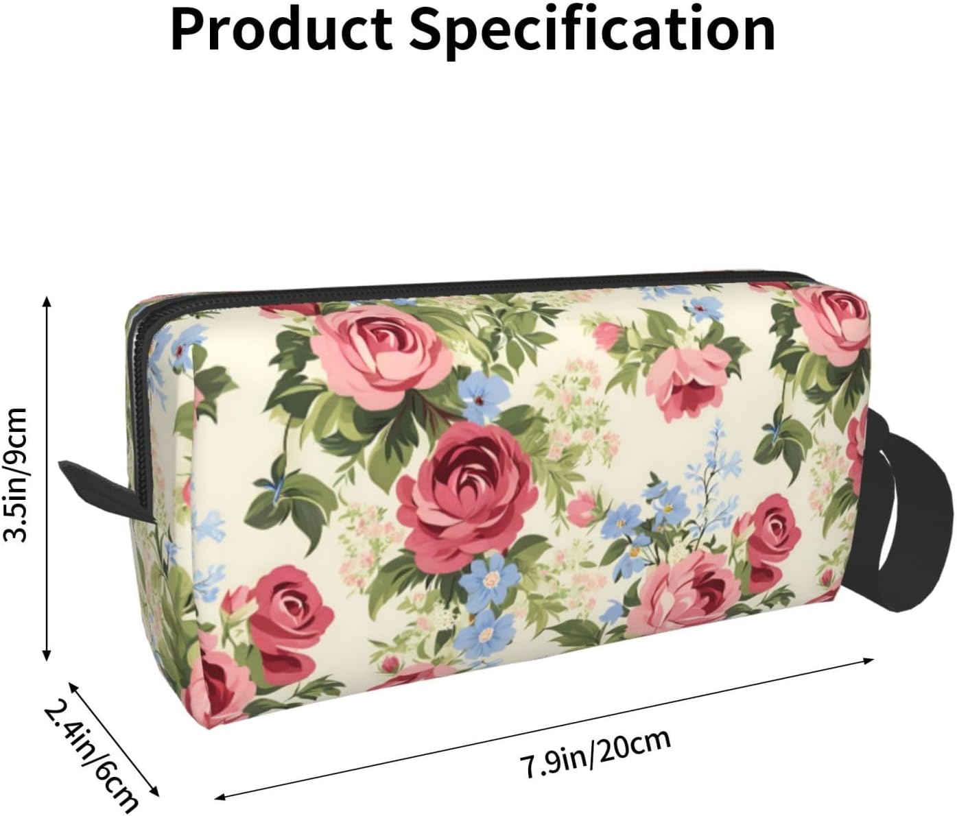 Vintage Rose Garden Makeup Bag Small Compact & Durable Travel Cosmetic Bag Organizer Oxford Fabric Impact-Resistant Multi-Purpose Storage Perfect for Travel, Gym, Daily Use