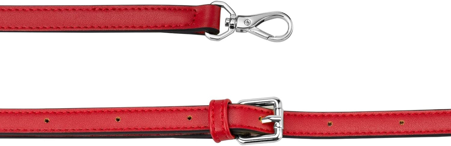 Allzedream Leather Purse Strap Replacement Crossbody Handbag Long Adjustable (Red, Silver Hardware)