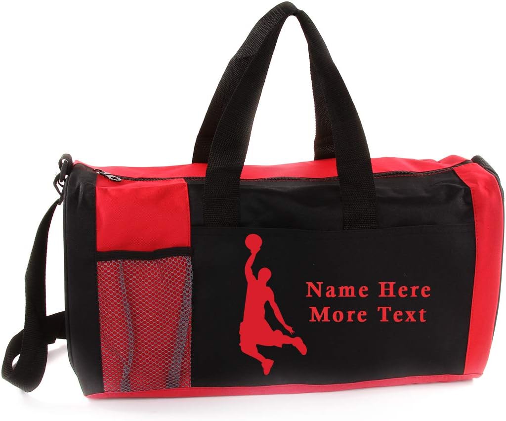 Personalized Kids 18 Inch Sport Duffel Bag With Custom Name & Text - Basketball