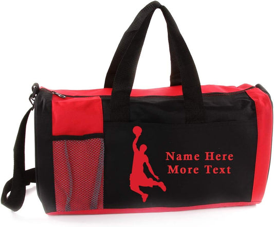 Personalized Kids 18 Inch Sport Duffel Bag With Custom Name & Text - Basketball
