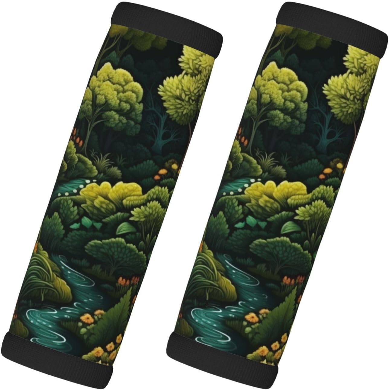 Luggage Handle Wraps Green Forest View Luggage Identifiers Soft Neoprene Luggage Handle Wraps For Suitcase Trolley Handle Grip Cover 2 Pack Luggage Tags