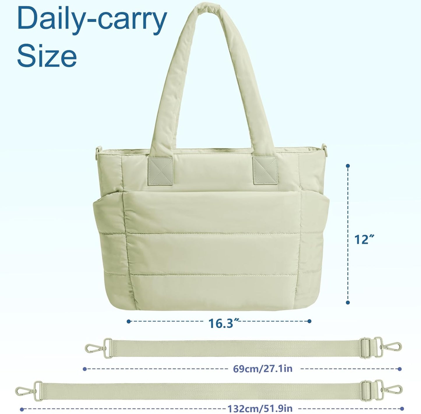 Tote Bag for Women Puffer Tote Bag Large Nurse Bags Shoulder Handbag with Zipper for Work Travel