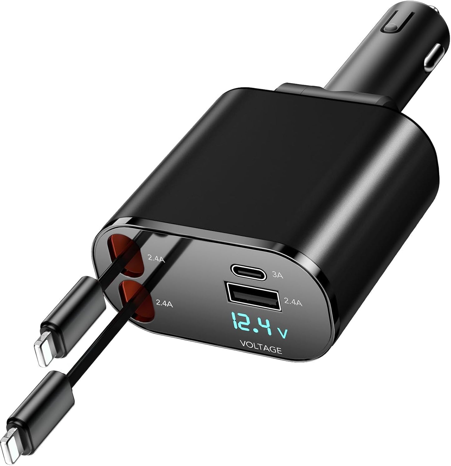 60W Fast Charging Car Charger for iPhone 16, 4-in-1 Retractable Phone Charger, Travel Essentials, Gifts for Women Men, Car Accessories for Women Men, for iPhone 16 15 14 13