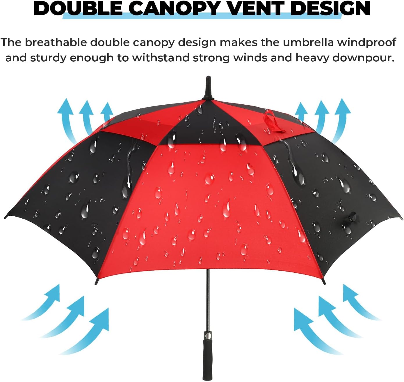 Automatic Open Golf Umbrella, 54/62/68/72 inch Extra Large Oversize Double Canopy Vented Stick Umbrellas, Windproof Waterproof Umbrella for Men And Women