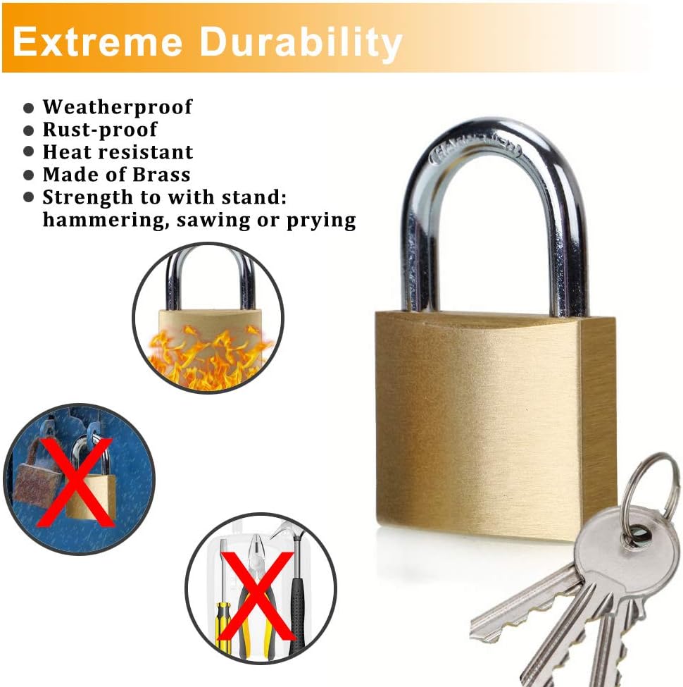 ABRAFOX Solid Brass Same Keyed Padlock keyed Alike Lock-（1-9/16 inch 40mm） 2pack