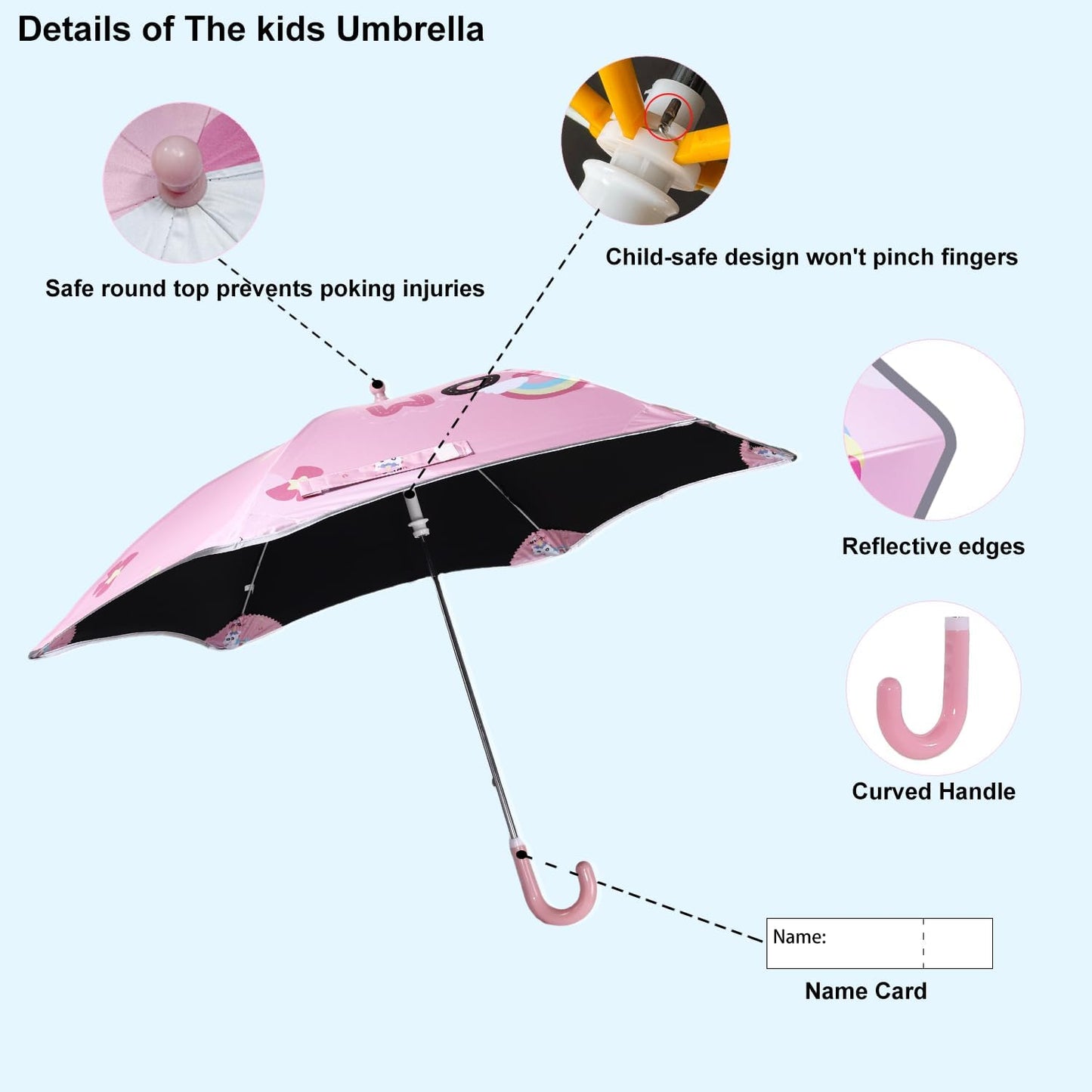 Kids UV and Rain Umbrella Sun Protection With Round Edges for Boys Girls Toddlers Easy Grp Curved