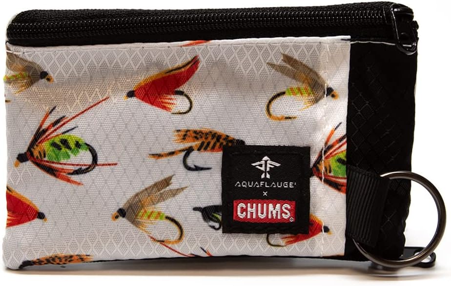 Chums Surfshorts Wallet - Lightweight Slim Wallet w/ RFID Blocking Card - Zippered, Minimalist Wallet w/Key Ring - Patterns