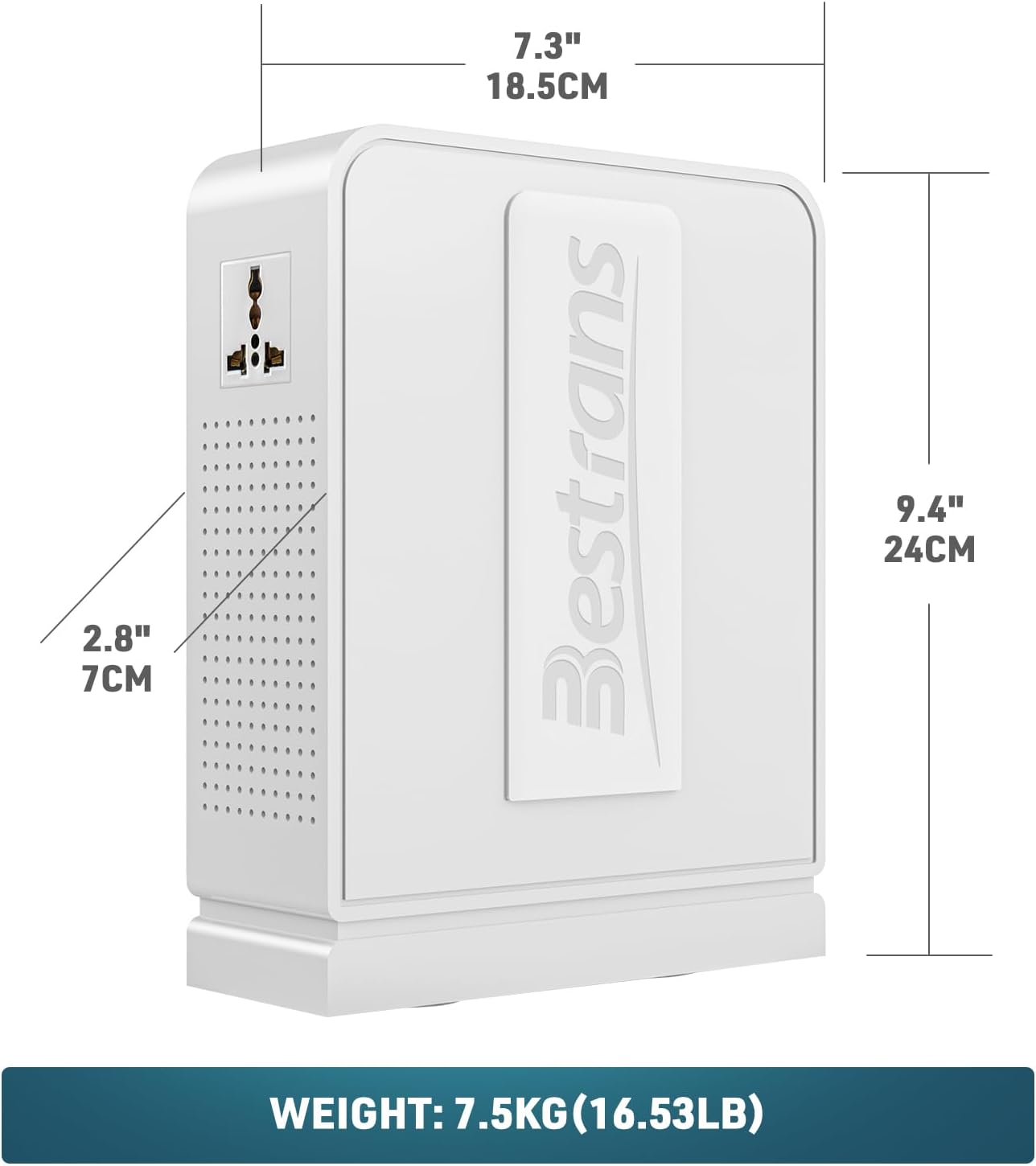 Step Up Transformer 110v to 220v, Heavy Duty 3000w Power Transformer, Voltage Converter with 2 Outlets for 220V Asia Europe Appliance Use in US, Pearl White