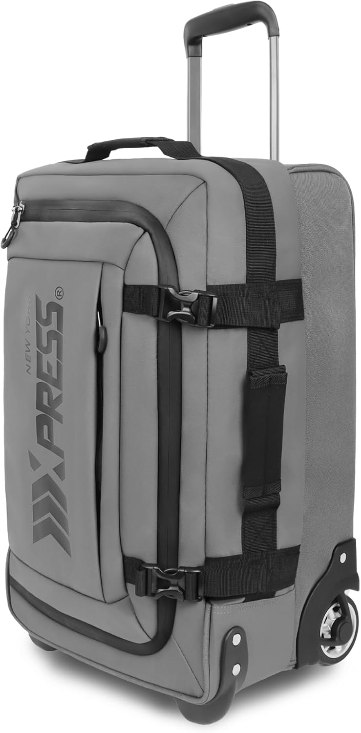 26'' Rolling Duffle Bag with Wheels,Rolling Duffle Bag w/Handle,Carry on Luggage Travel Duffle Bags for Man Women（26,Grey）
