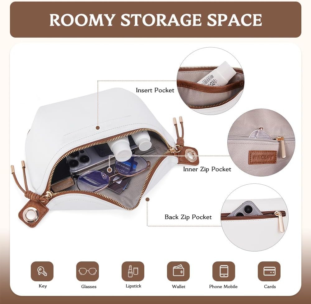 HKCLUF Fanny Pack Crossbody Bags for Women Pu Leather Belt Bag Waist Pack Causal Chest Bum Bag With 2 Straps