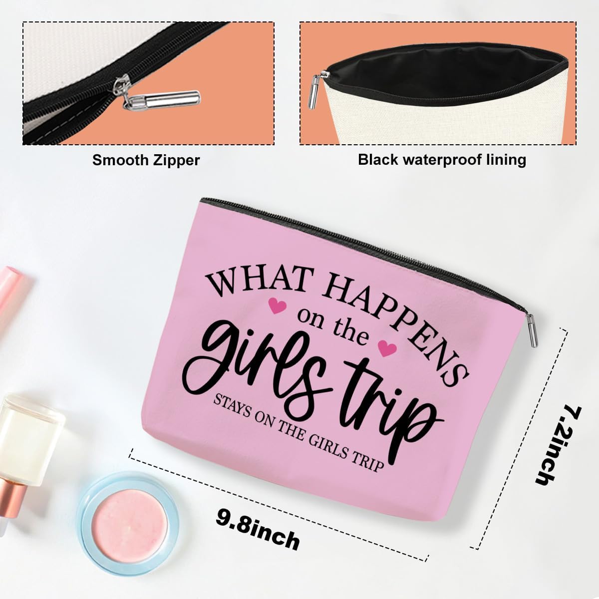 3 PCS Girls Trip Gifts Favors Girls Trip Bag Girls Trip Makeup Bag Girls Weekend Gifts for Women Girls Weekend Gifts Ideas for Coworker Cosmetic Bag Weekender Bag for Women Christmas Holiday Vacation