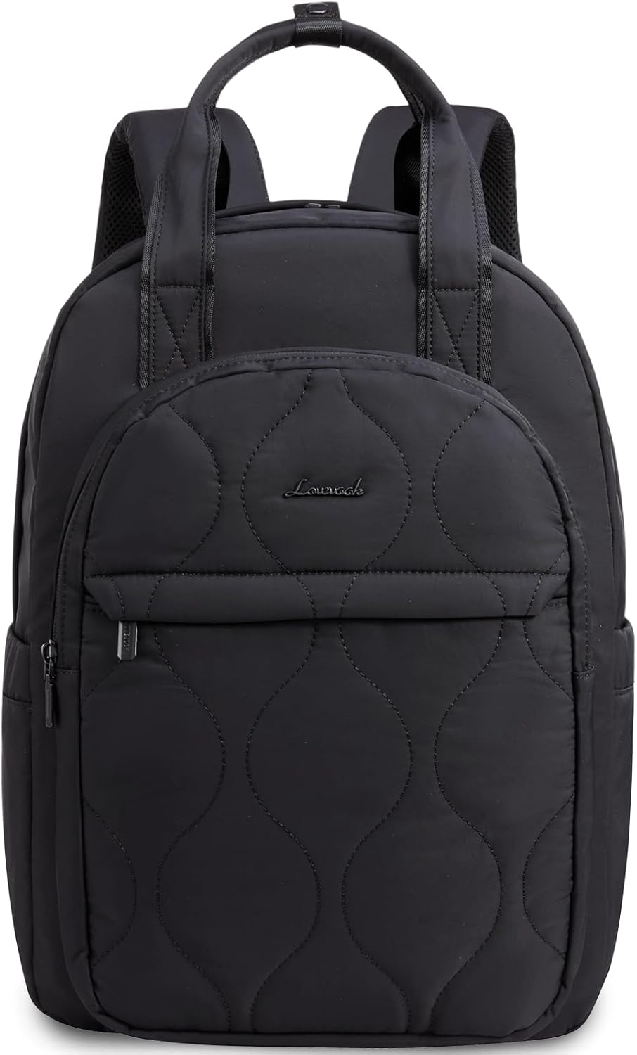 LOVEVOOK Laptop Backpack for Women, College Travel Backpack Puffer Womens Backpack for 15.6 Inch Laptop, Water-Resistant Quilted Casual Daypack, Black