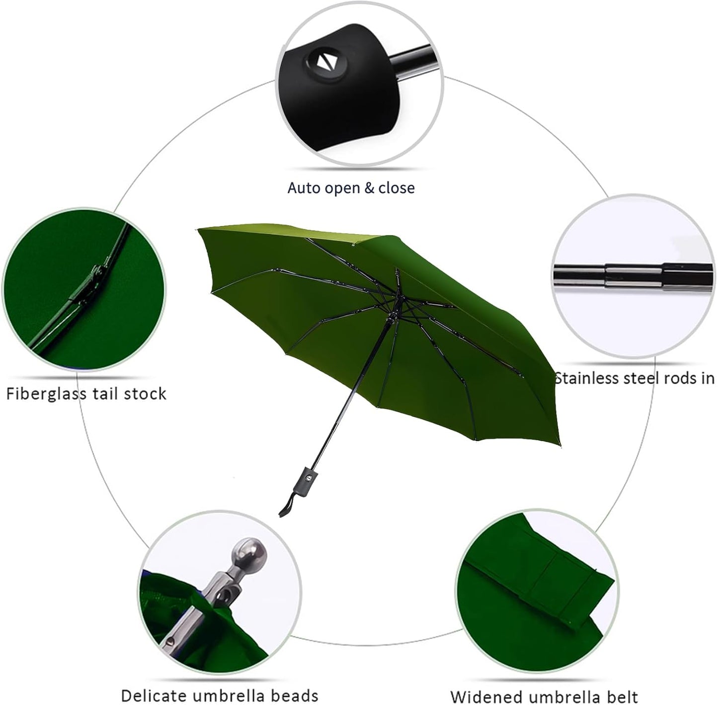 MRTLLOA 42/49 Inch Compact Windproof Travel Umbrella for Rain, Lightweight, Portable, Automatic, Strong, Waterproof Folding Umbrellas for Women, Men and Teenagers