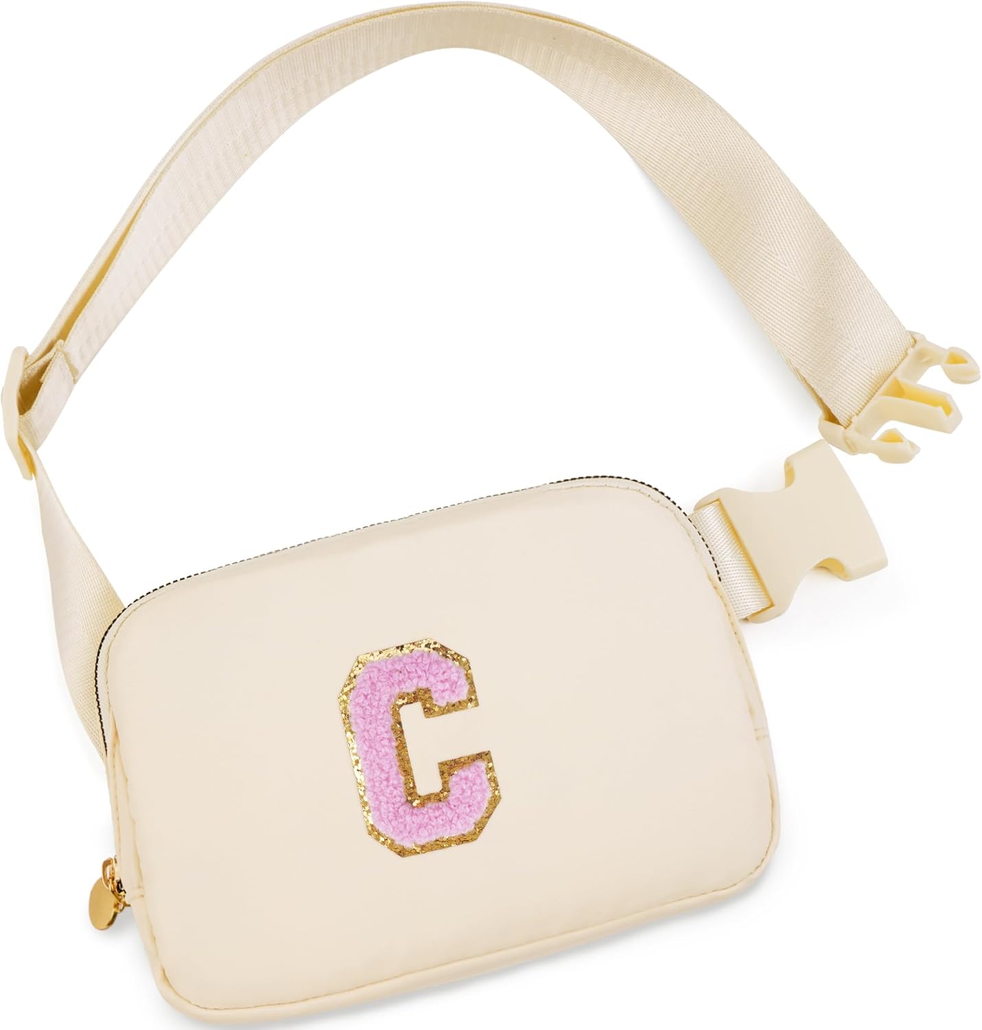 Belt Bag Fanny Pack Crossbody Bags with Initials Letter Patch Cute Stuff Birthday Gifts for Teenager Girls Trendy Stuff for Teens | Khaki,C