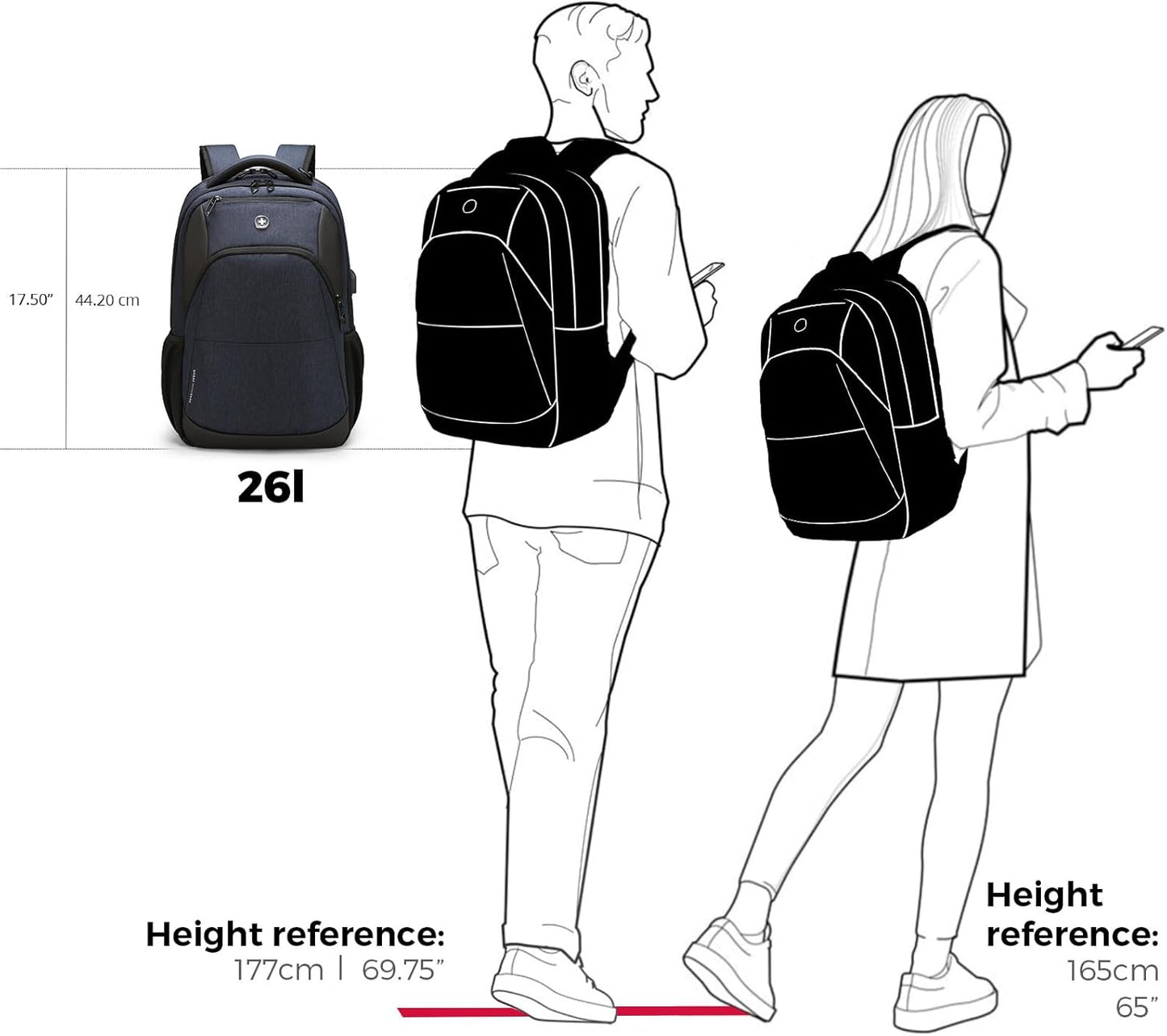 Swissdigital Design Travel Laptop Backpack for Men and Women, Business Backpack with USB Charging