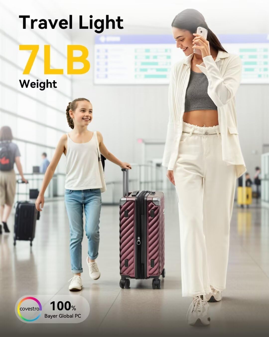 LUGGEX Luggage with Spinner Wheels - Expandable Hard Shell Suitcase With Wheels, Carry-On 20-Inch