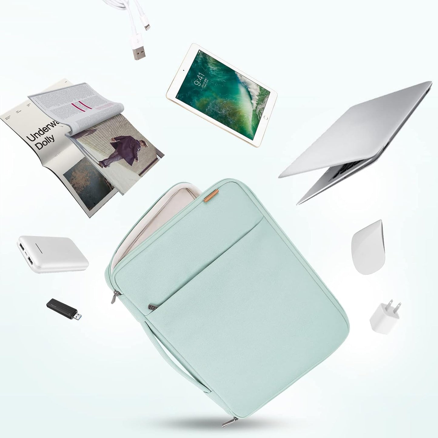 DOMISO Laptop Case Laptop Sleeve Cover for 16 inch MacBook Pro M4/M3/M2/M1 Pro/Max A3403 A3186 A2991 A2780 A2485 A2141,Compatible with 15.6 inch HP Lenovo Dell XPS 16 with Small Case, Mint Green