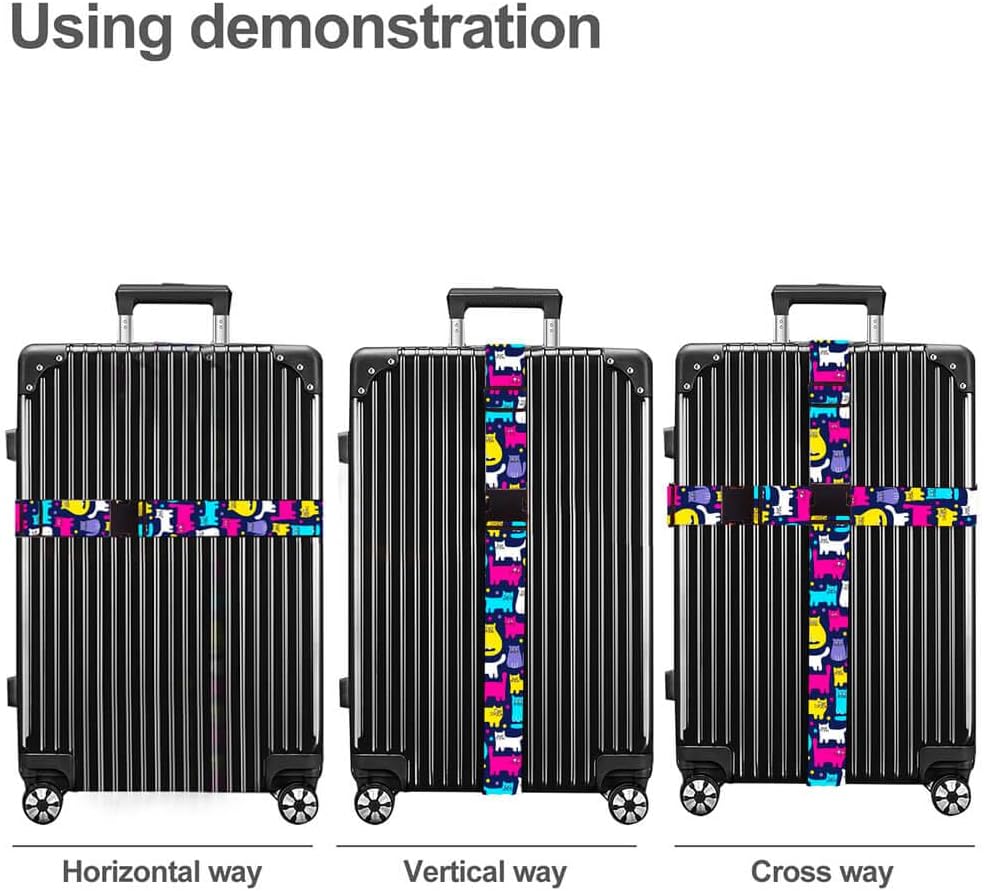 Luggage Straps for Suitcases TSA Approved Easy Pack Organized Suitcase Strap, Luggage Strap, Luggage Belt Strap, Bag Straps for Luggage. Buckle Straps Travel Accessories (Cat)