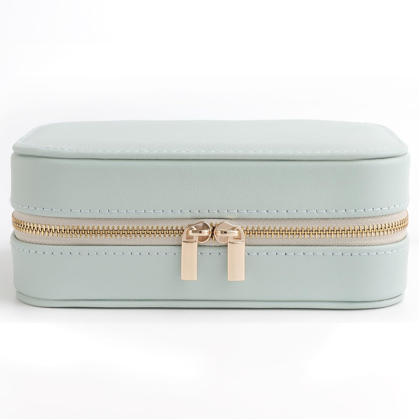 NGVRC Genuine Leather Travel Jewelry Organizer Case with Mirror for Women, Small Mini Portable