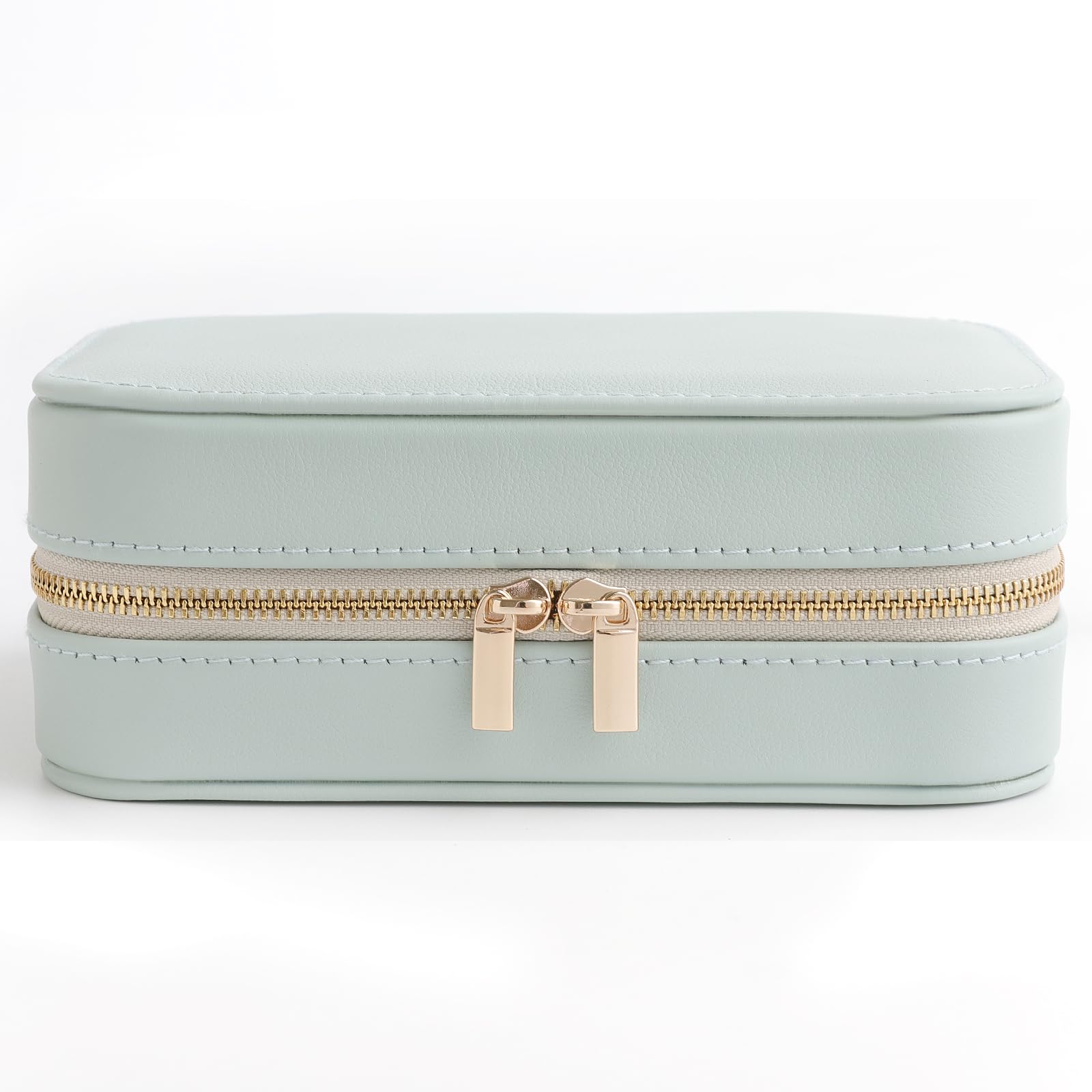 NGVRC Genuine Leather Travel Jewelry Organizer Case with Mirror for Women, Small Mini Portable