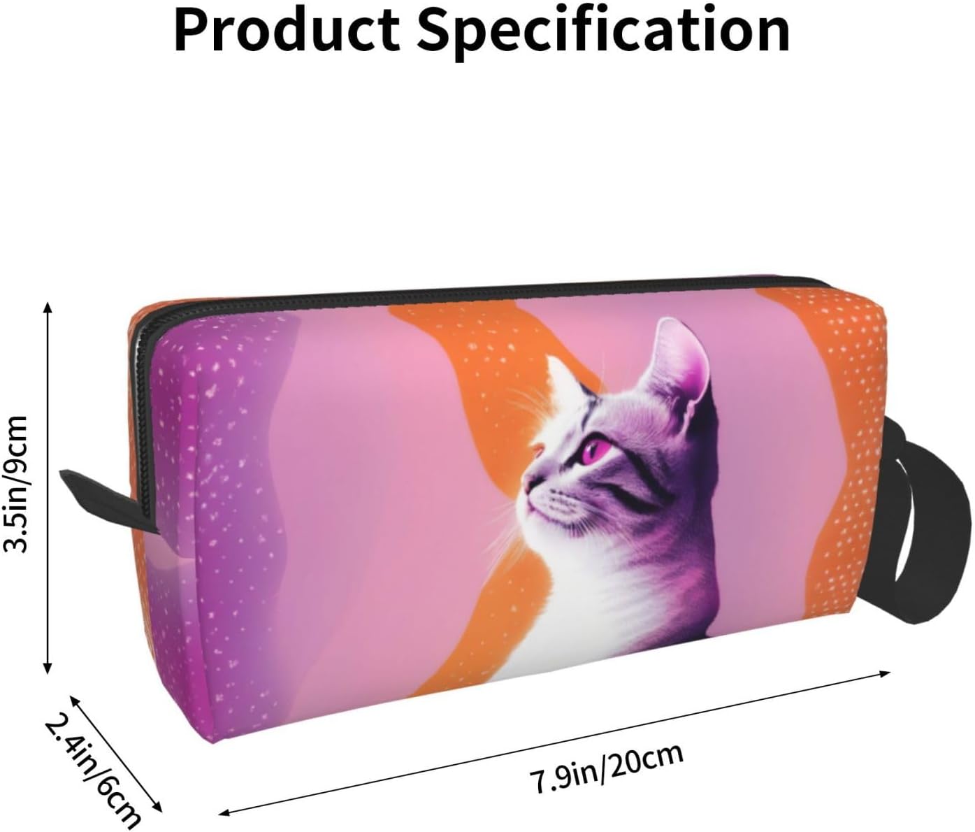 Adorable Purple Cat Makeup Bag Small Compact & Durable Travel Cosmetic Bag Organizer Oxford Fabric Multi-Purpose Storage Perfect for Travel, Gym, Daily Use