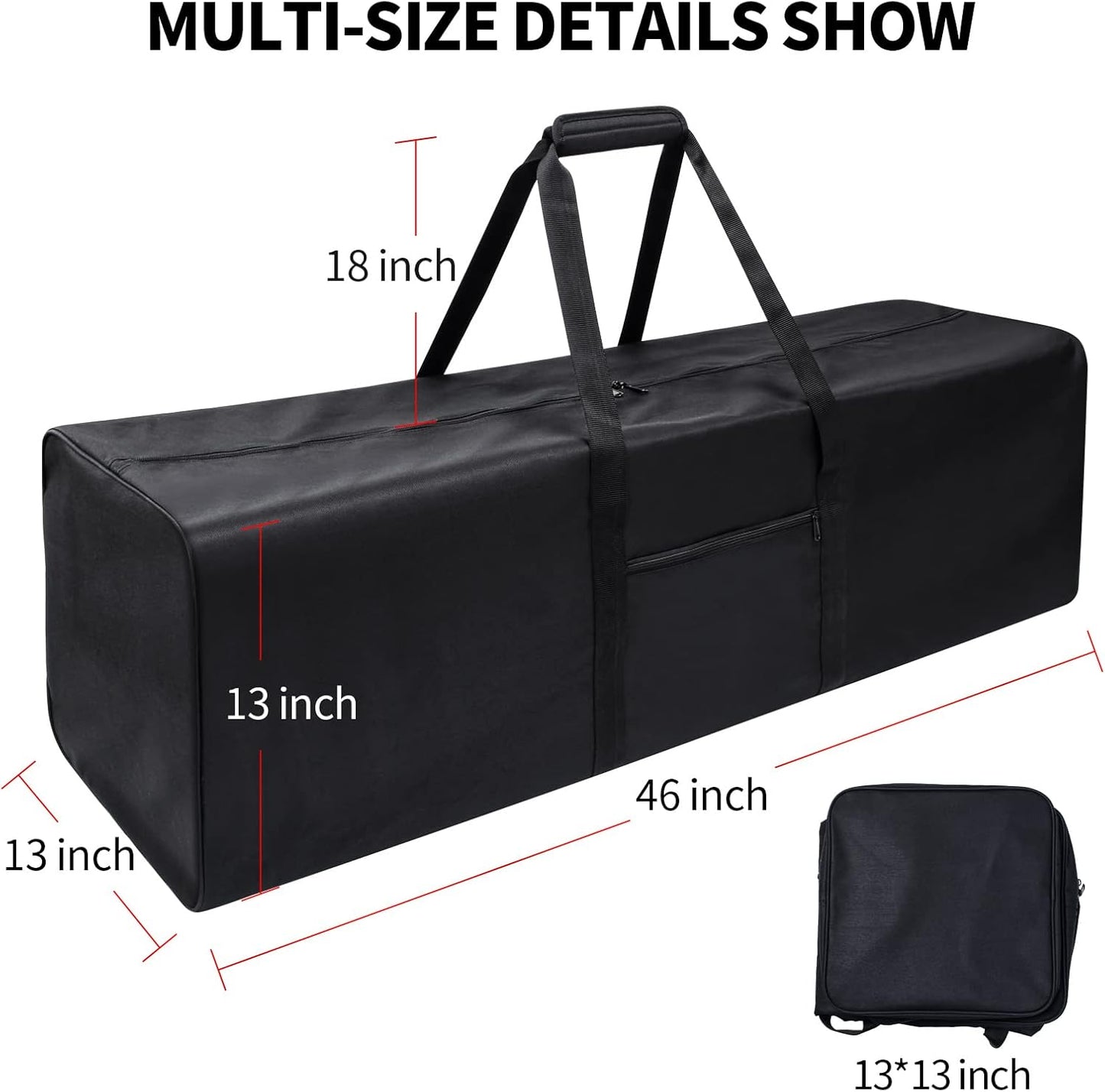 Urbanstand 46 Inch Travel Duffle Bag Extra Large Sport Equipment Duffel Bags with 2-way Lockable Zippers (Black 46inch 2Pack)
