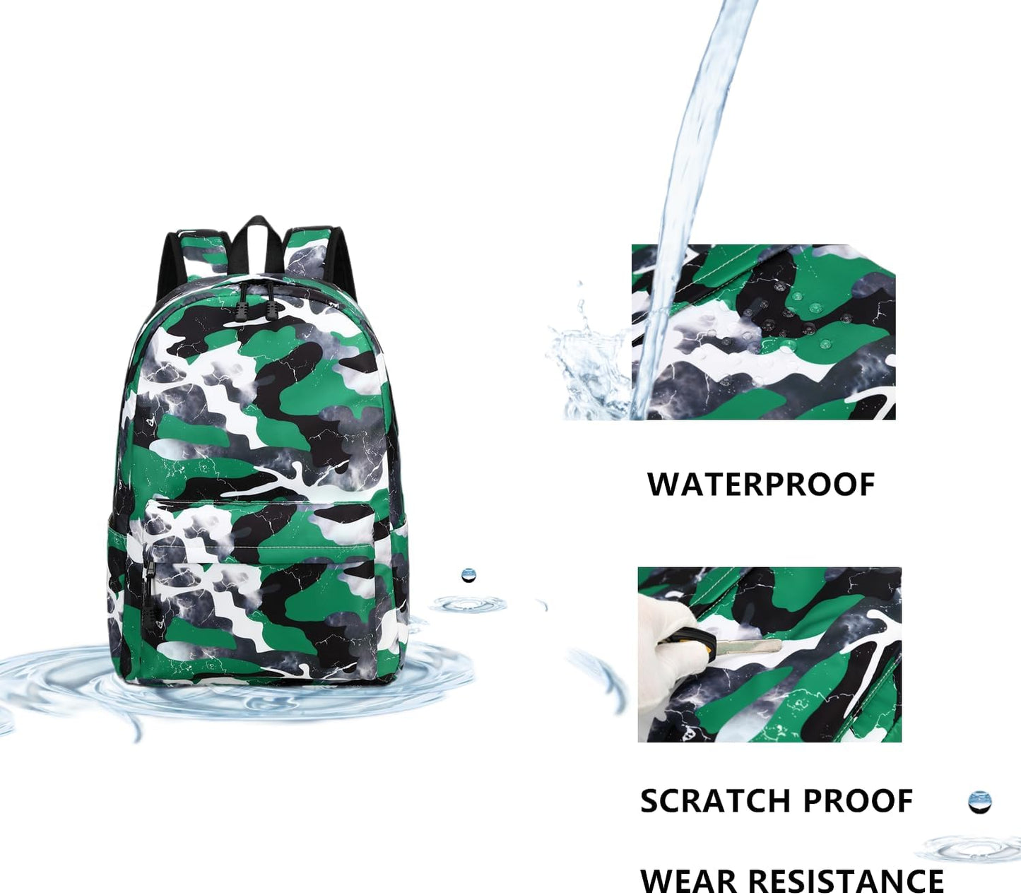 Lmwzh Backpack For Boys Girls Elementary Waterproof teen School Bags Kids Bookbag Lightweight Camo Green