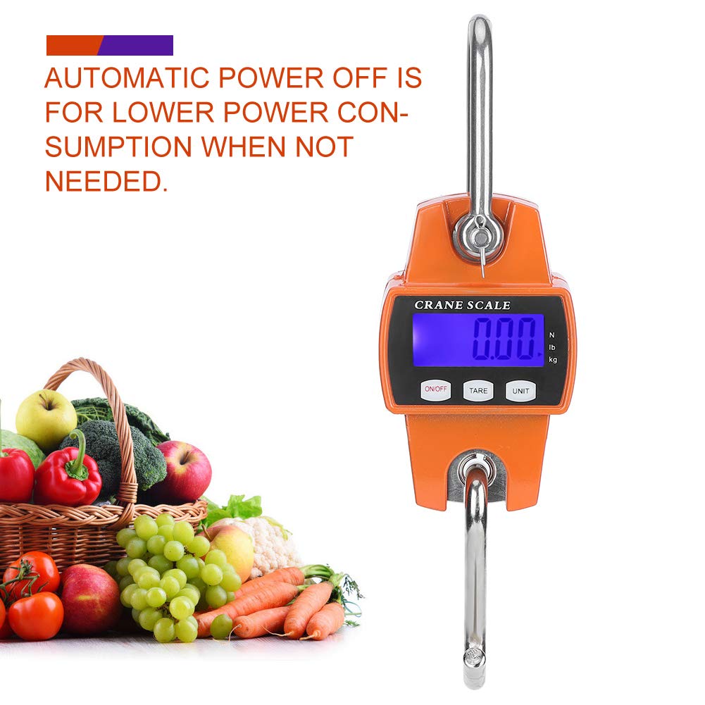 Digital Hanging Scale, 300KG Industrial Crane Scale, LCD Electronic Hook Hanging Weight Scale Heavy Duty for Large Luggage