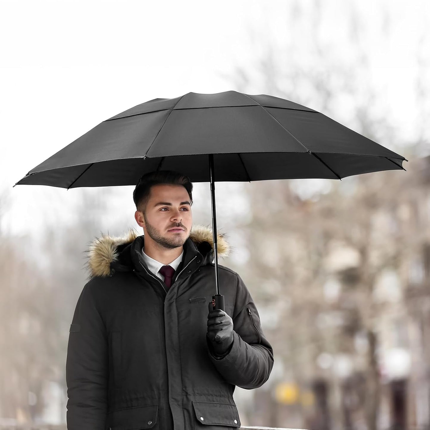 Prospo 46/62 Inch Large Travel Umbrellas for Rain Windproof, 10 Ribs Compact Reverse Folding Golf