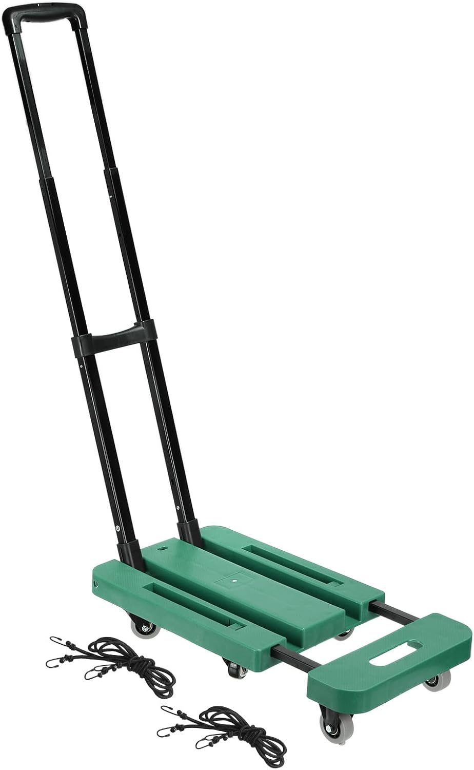 PATIKIL Folding Hand Truck, 440lb Heavy Luggage Cart Portable Duty Dolly for Moving PU Wheels & 2 Elastic Ropes Travel Shopping House Office Use, Red