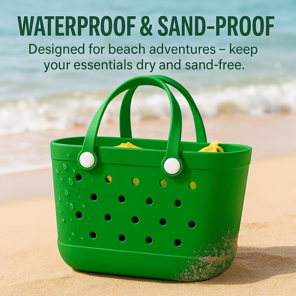 EVA Waterproof Beach Tote Bag-Large Sand Proof Tote with Handles for Women&Men|Lightweight Pool,Travel,Shopping Bag