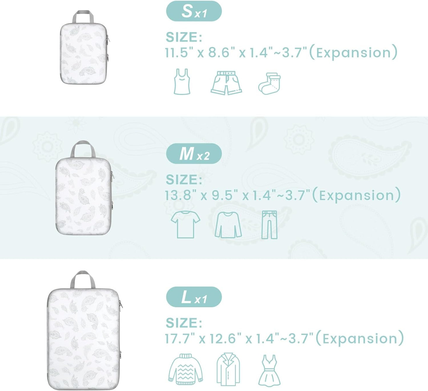 Cambond Compression Packing Cubes for Travel Women - Travel Bags Luggage Organizers Travel Essentials Compression Cubes for Travel Carry on Suitcases Organizer