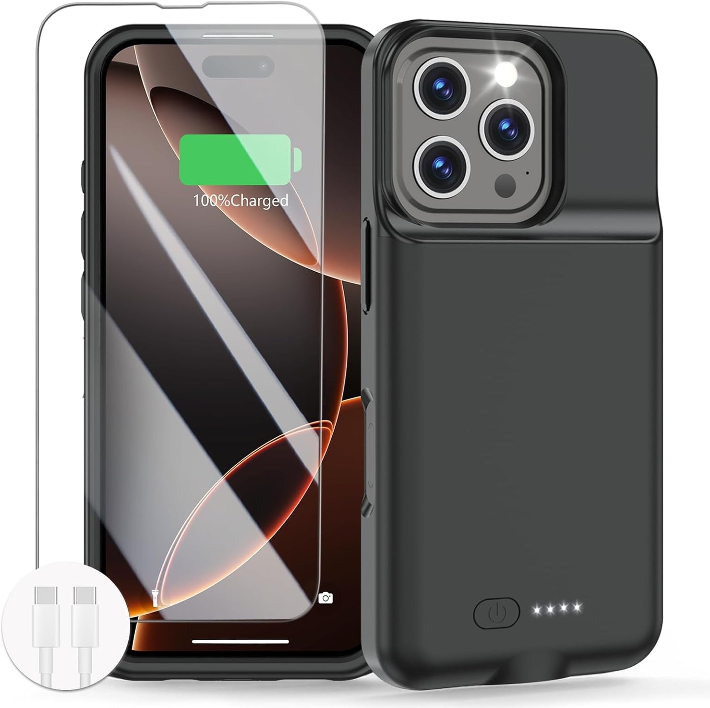 GIN FOXI Battery Case for iPhone 16 Pro Max, Charging Cases Charger 8500mAh Ultra-Slim Lightweight Battery Pack Rechargeable Anti-Fall TPU Juice Box for iPhone 16 Pro Max (6.9 inch) Black