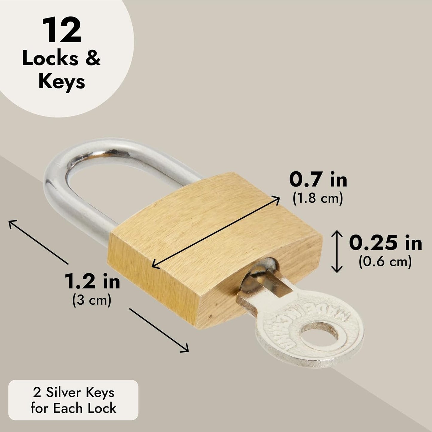 Juvale Luggage Locks with Keys - 12-Pack, 0.7 x 1.2 x 0.25 in, Gold & Silver - TSA Approved Locks for Luggage & Travel Security