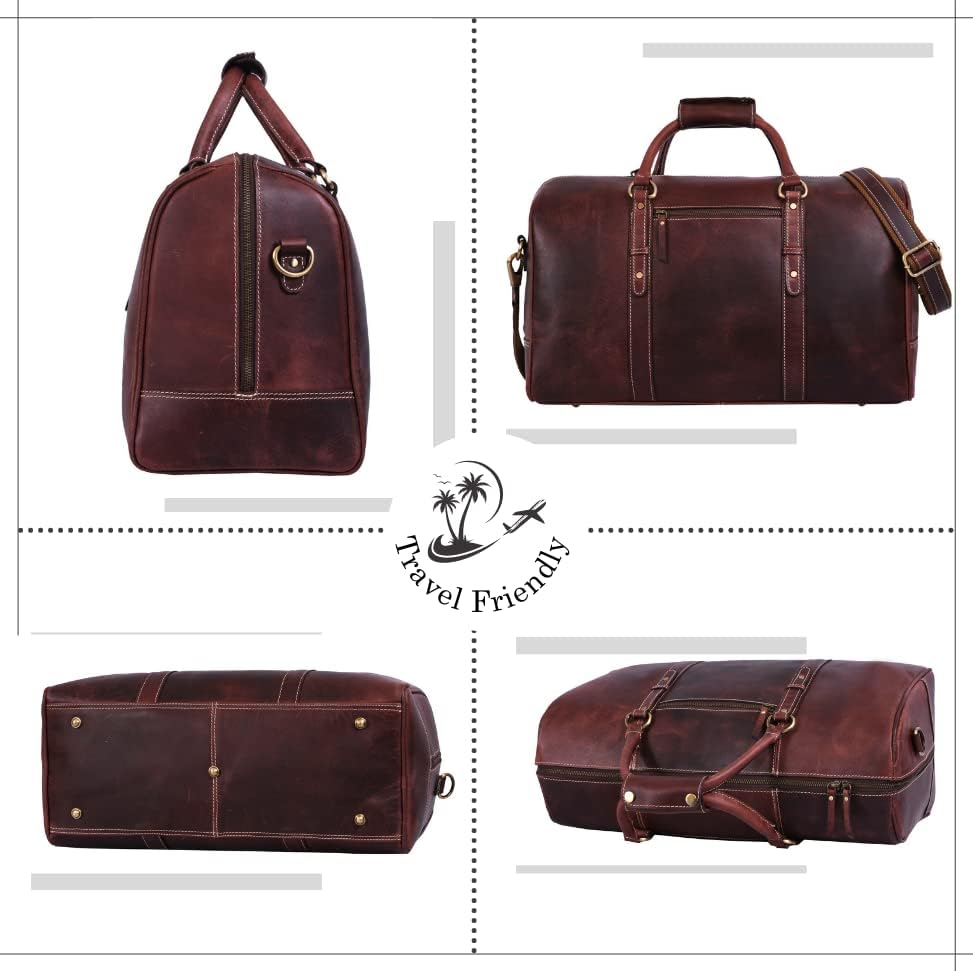 Leather Duffel Bag for Men & Women Travel, Weekend, Overnight, Gym Bag
