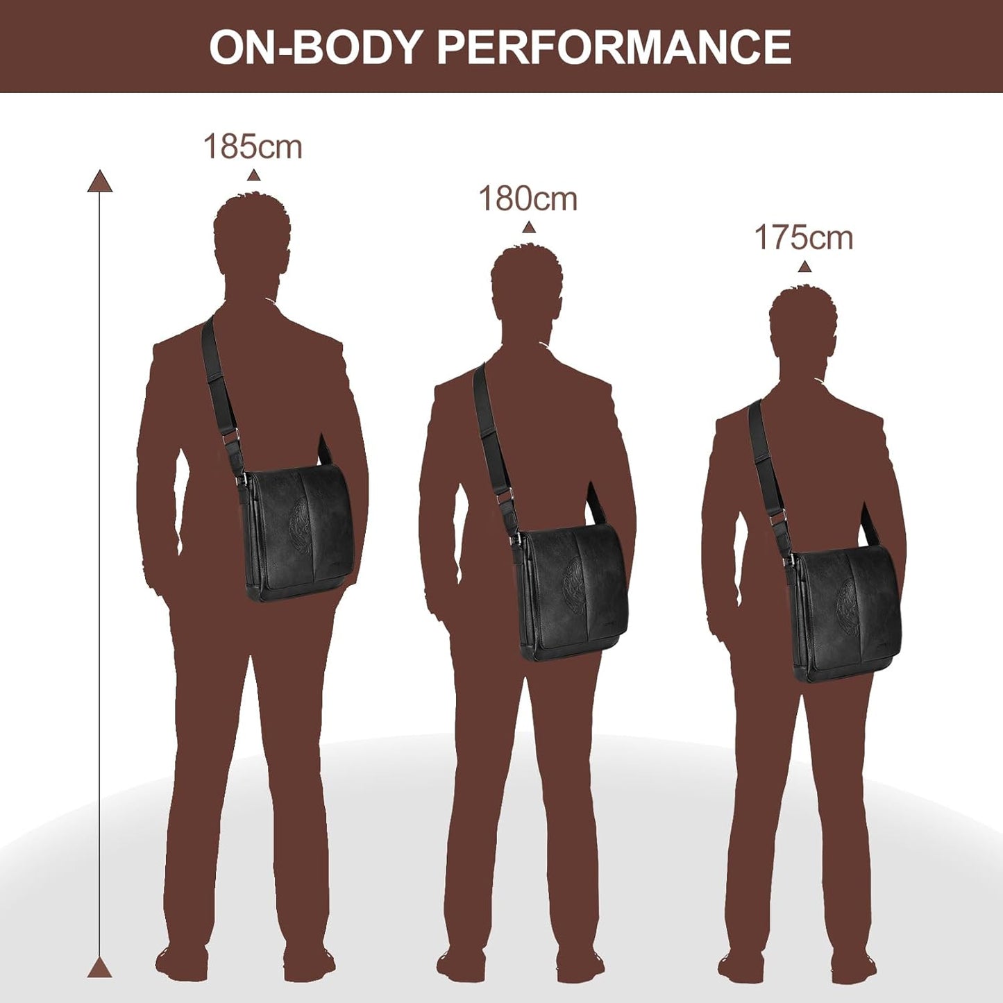 Leathario Men's Crossbody Bag, Vegan Leather, Shoulder Purse Side Sling Satchel, Small Messenger for Travel Work Daily