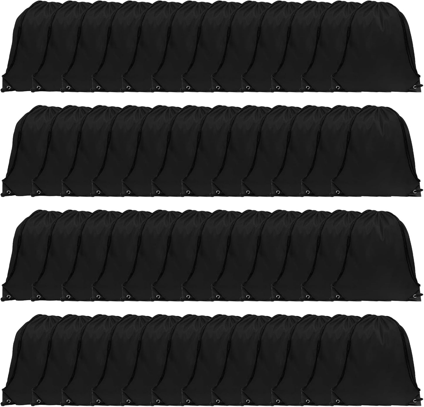 GoodtoU Drawstring Bags, Drawstring Backpack Nylon Backpack Draw String Bags Pack Bulk Cinch Sack Drawstring Gym Bag Drawstring Backpack for Sport, Traveling, Team (Black, 48Pcs)