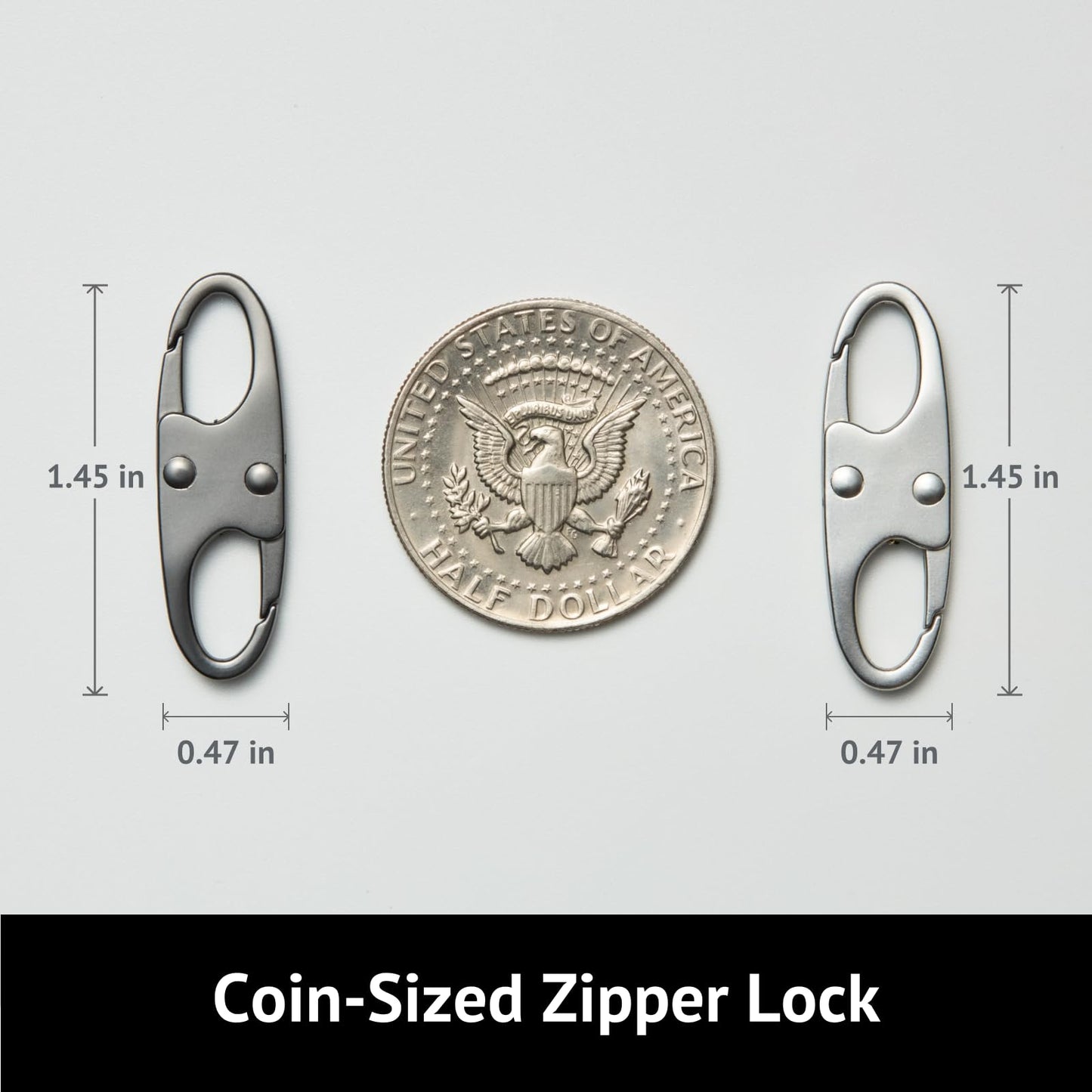zelin Anti Theft Zipper Clips, Travel Essentials, Carabiner, 4Pcs Grey