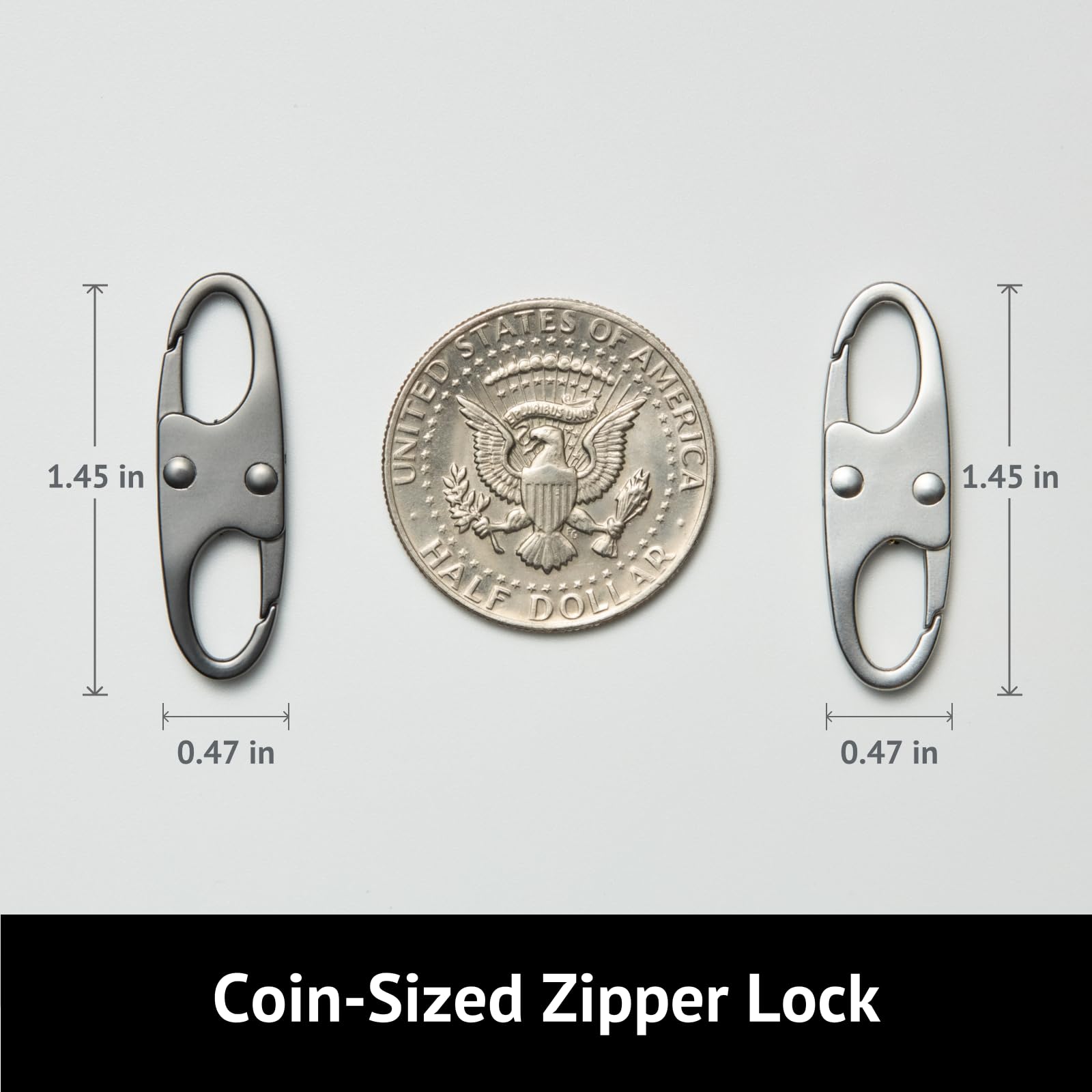 zelin Anti Theft Zipper Clips, Travel Essentials, Carabiner, 4Pcs Grey
