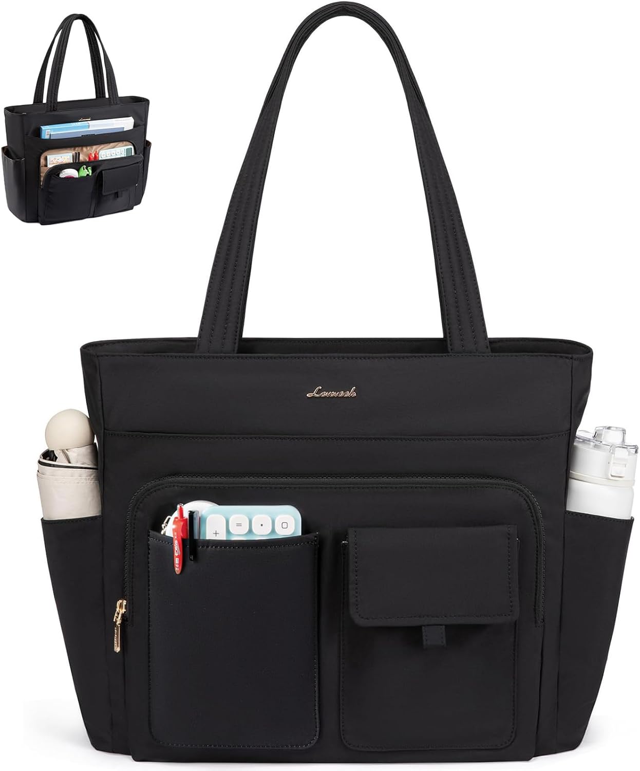 LOVEVOOK Tote Bag for Women,Light Puffer Tote Bag with Multi-pockets,Stylish Carry on Laptop Bags for Daily,Travel,Work,Gym