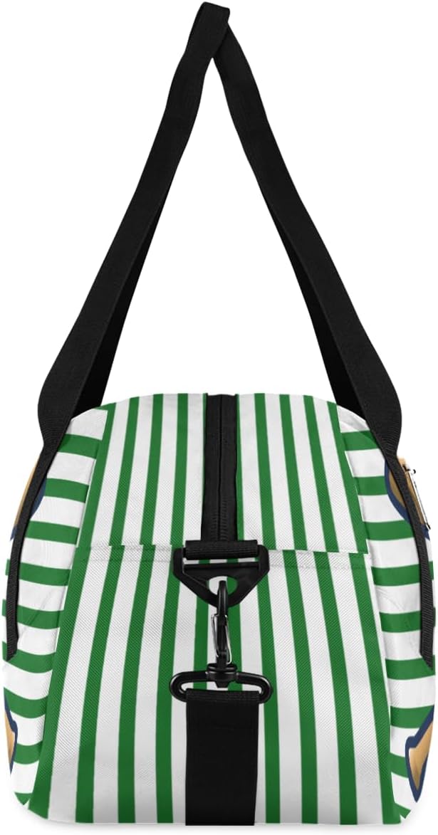 Sport Baseball Custom Name Kids Overnight Duffel Bags Boys Green Stripe Personalized Sport Gym Bag Customized Duffel Bag for Travel Weekender Practice Gymnastics