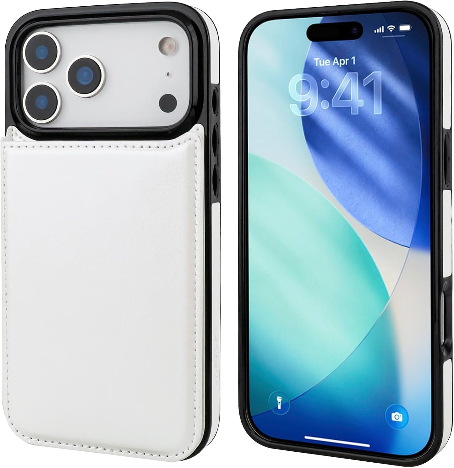 Miracase Glass Series Designed for iPhone 14 Plus Flip Case 6.7 inch, 2023 Upgrade Full-Body Clear Flip Case with Card Holder,White