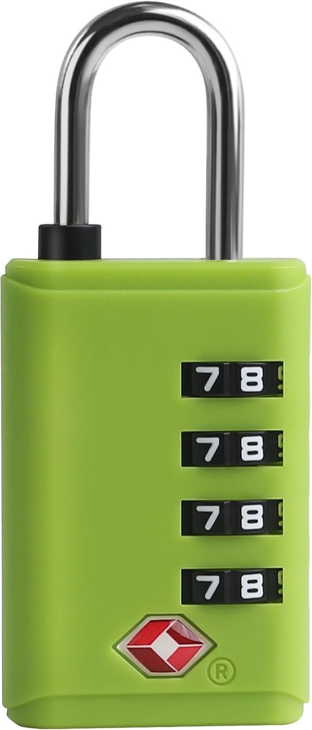TSA Locks for Luggage, Small Combo Lock for Suitcase, 4 Digit Combination Lock for Outdoor, Gym Locker, Cabinet, Gun Case, Travel Safe Padlock with Code for Backpack, Bag Zipper (Green)